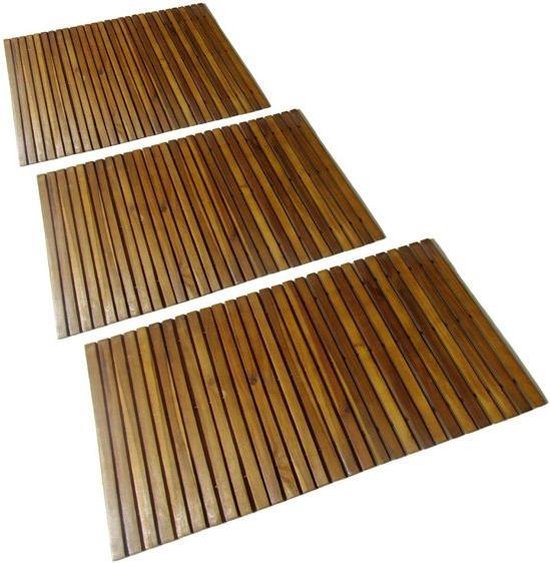 Badmat Acaciahout 80 X 50 Cm 3 Stuks - Bruin