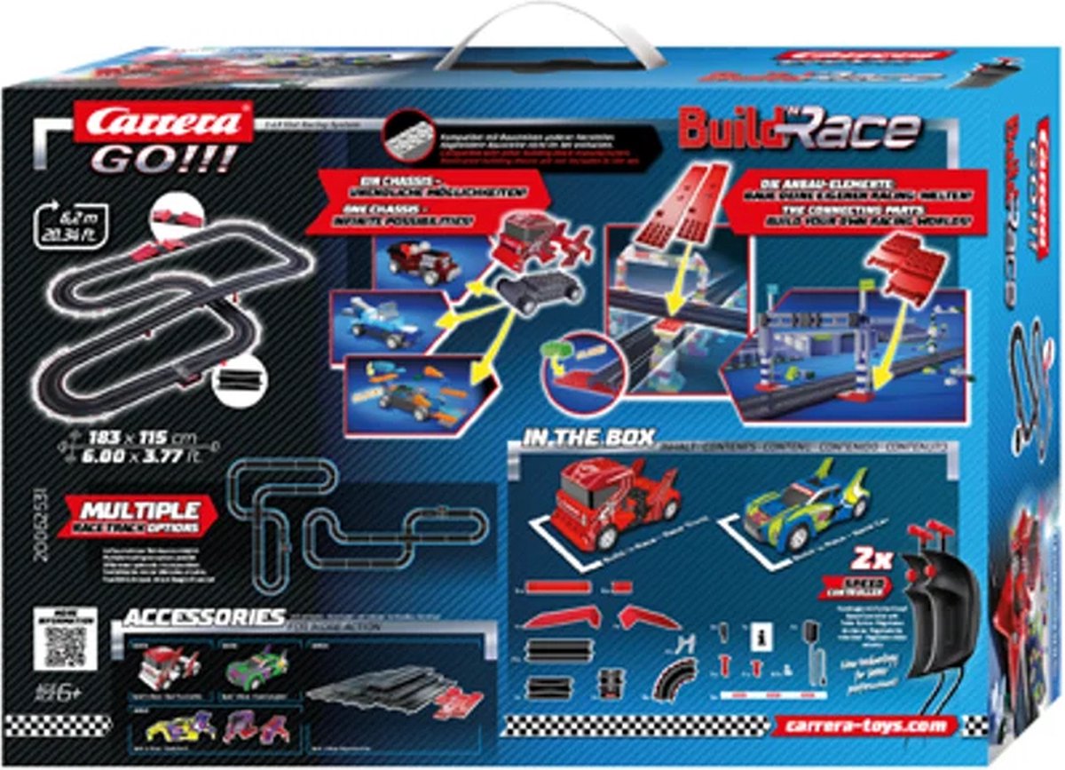 Carrera racebaanset Build &apos;n Race 6,2 meter 1:43 zwart 3 delig