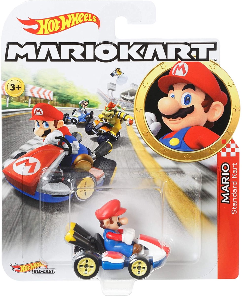 Hot Wheels raceauto Mario Kart Standard 8 cm 1:64/rood - Blauw