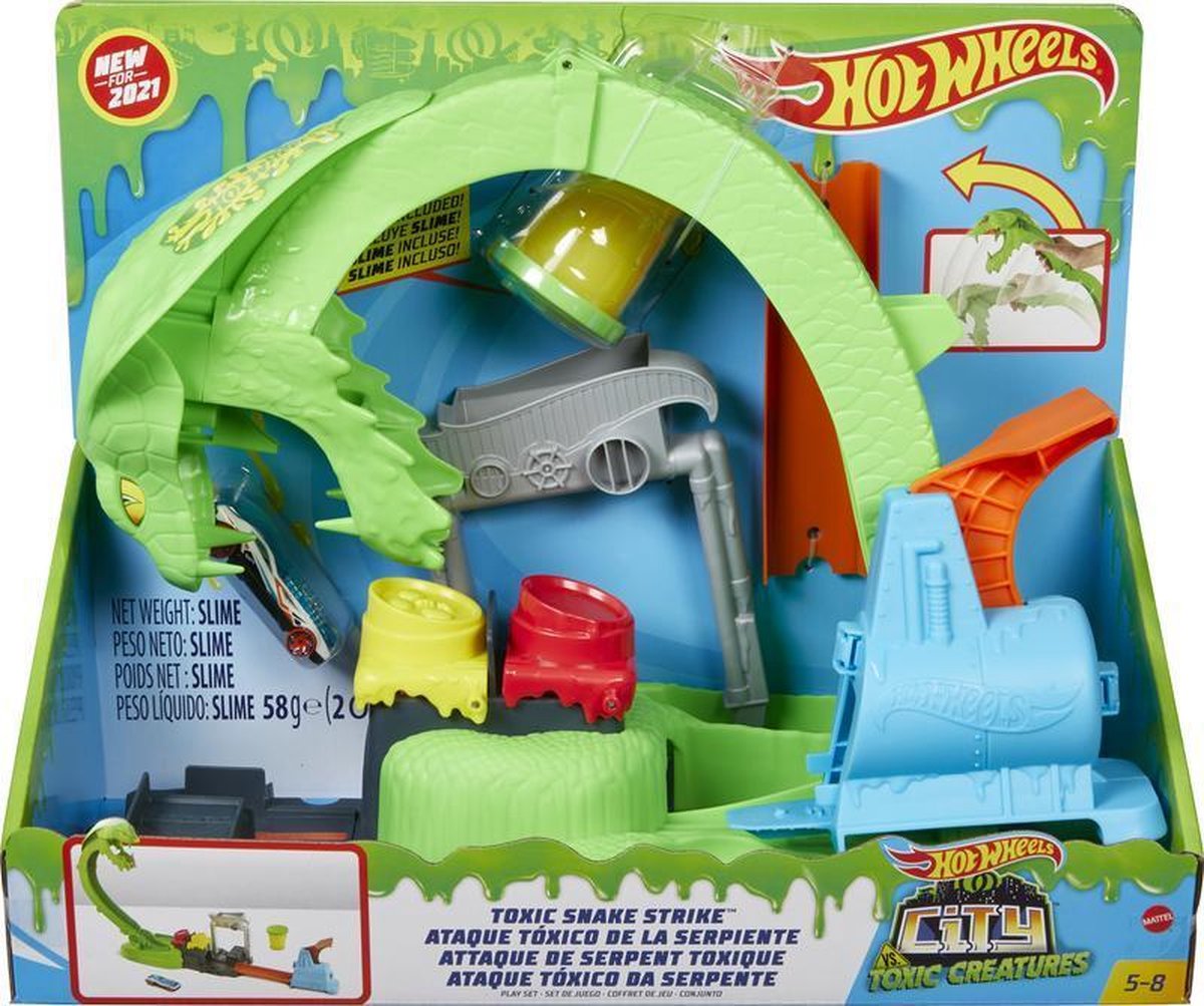 Hot Wheels racebaanonderdeel Giftige Slangaanval groen 3 delig