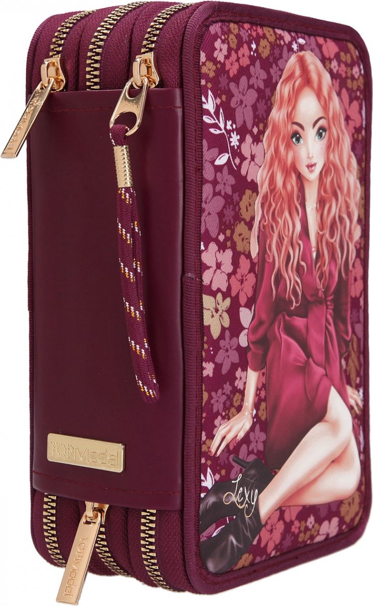 TOPModel etui 3 vaks meisjes 20 cm polyester rood 44 delig - Roze