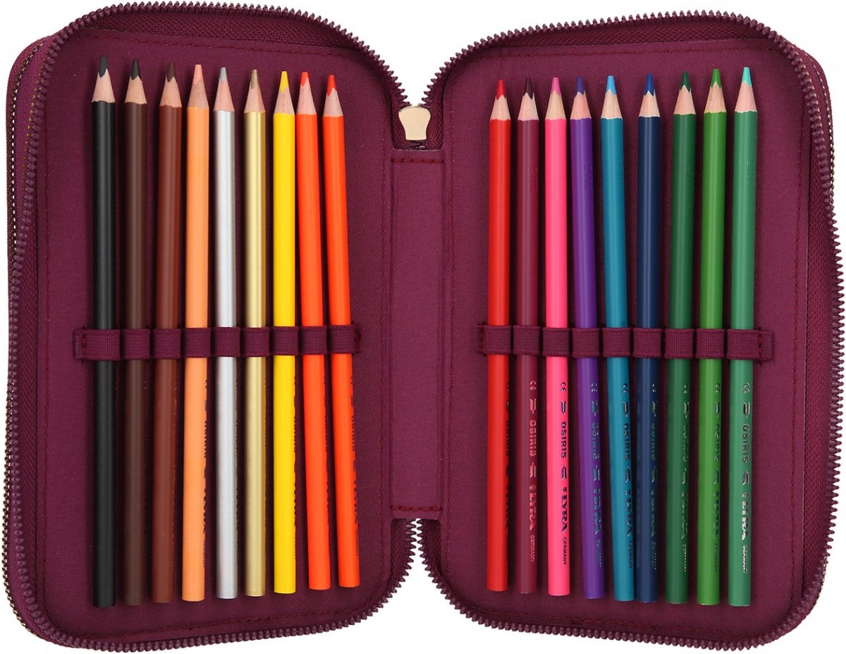 TOPModel etui 3 vaks meisjes 20 cm polyester rood 44 delig - Roze