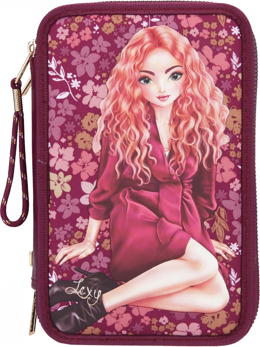 TOPModel etui 3 vaks meisjes 20 cm polyester rood 44 delig - Roze
