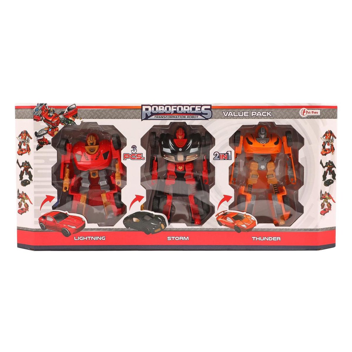 Toi-Toys Toi Toys Roboforces transformer robots 10 cm 3 delig