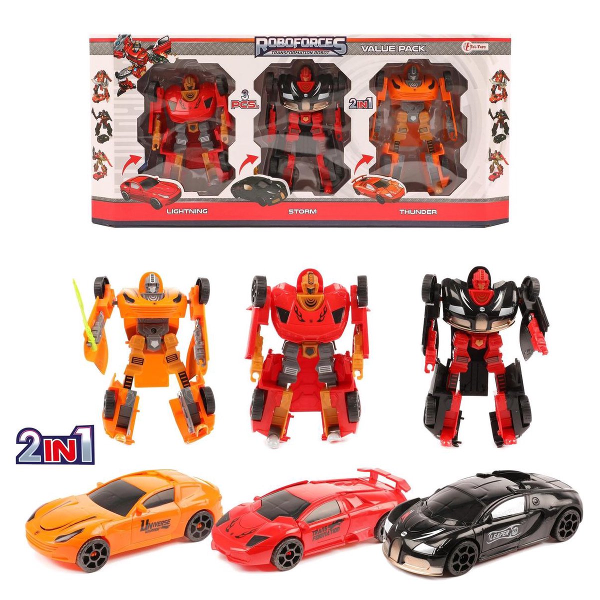 Toi-Toys Toi Toys Roboforces transformer robots 10 cm 3 delig