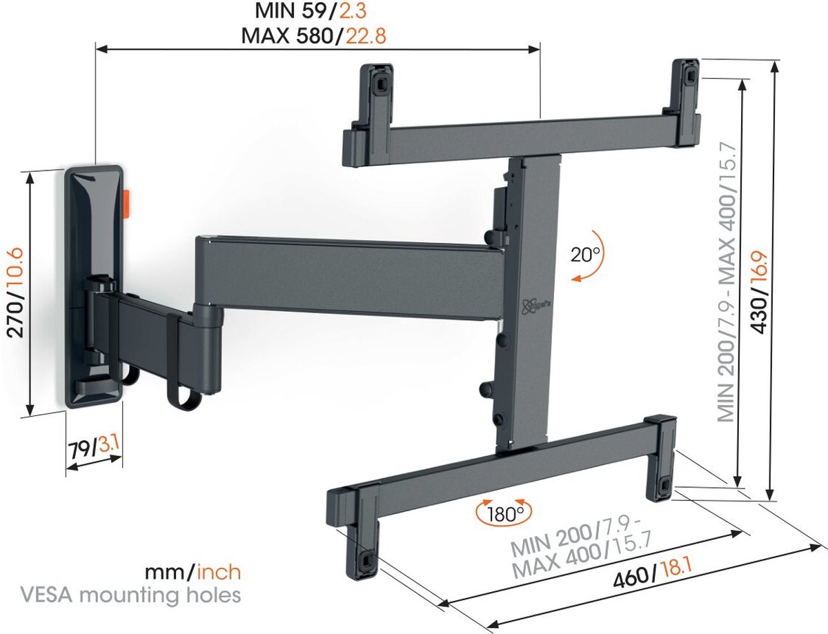 Vogels Vogel's Comfort 3465 OLED - Zwart