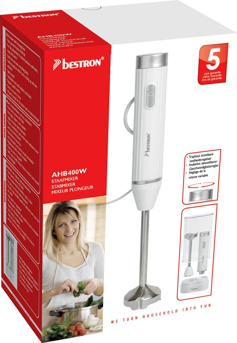 Bestron Staafmixer Met Opbergbox 400 W Ahb400w - Wit