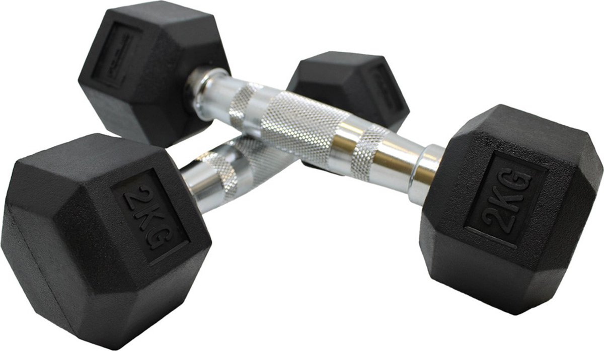 Focus Fitness Hexa Dumbbells - - 2 x 2 kg - Zwart