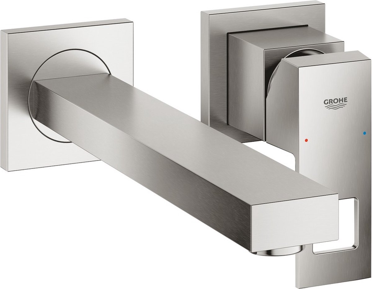 Grohe Eurocube afbouwdeel v. 2-gats inbouw wandkraan m-size met uitloop 23cm supersteel 23447DC0