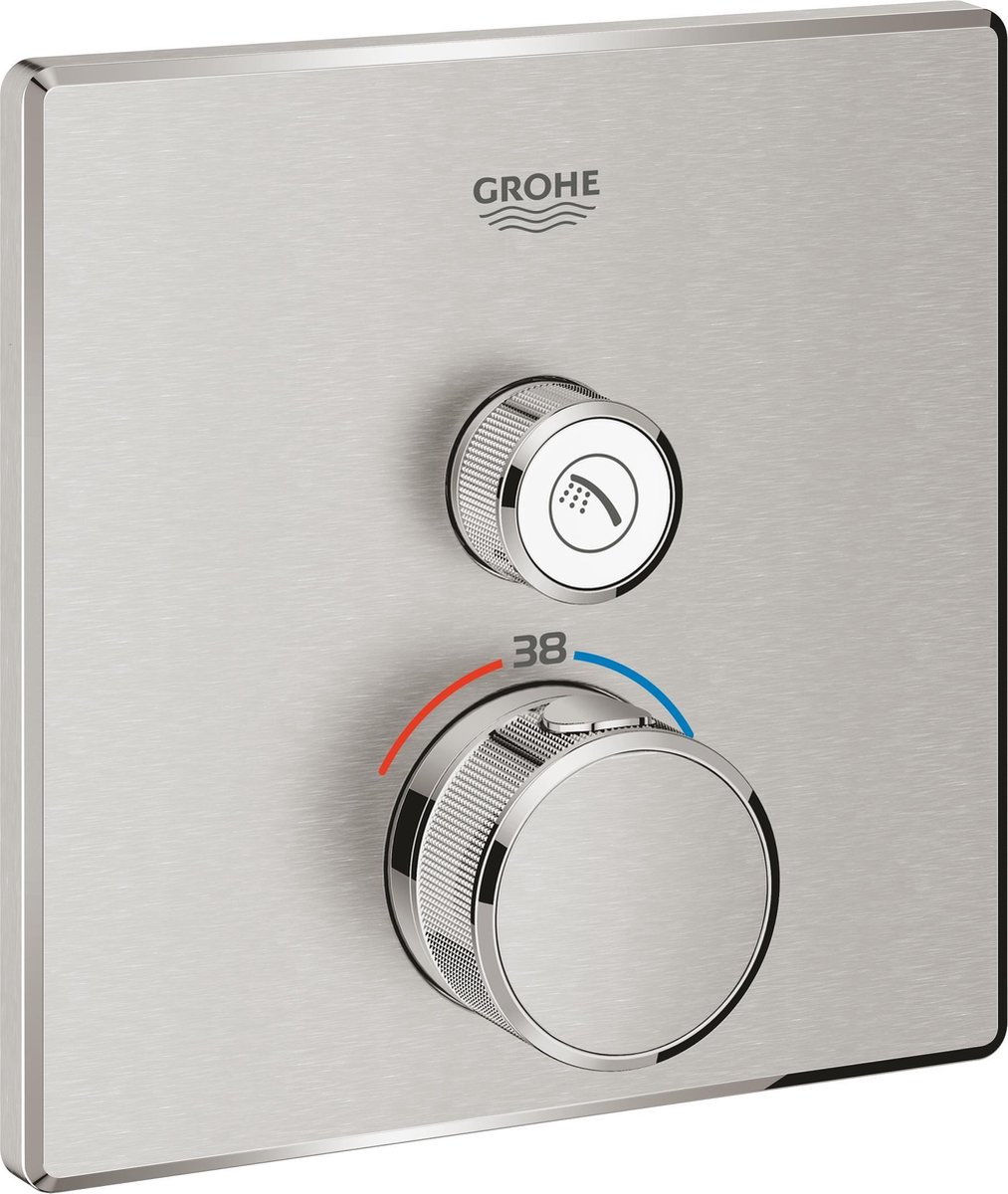 Grohe Grohtherm SmartControl afbouwdeel v. inbouwkraan thermostatisch vierkant supersteel 29123DC0