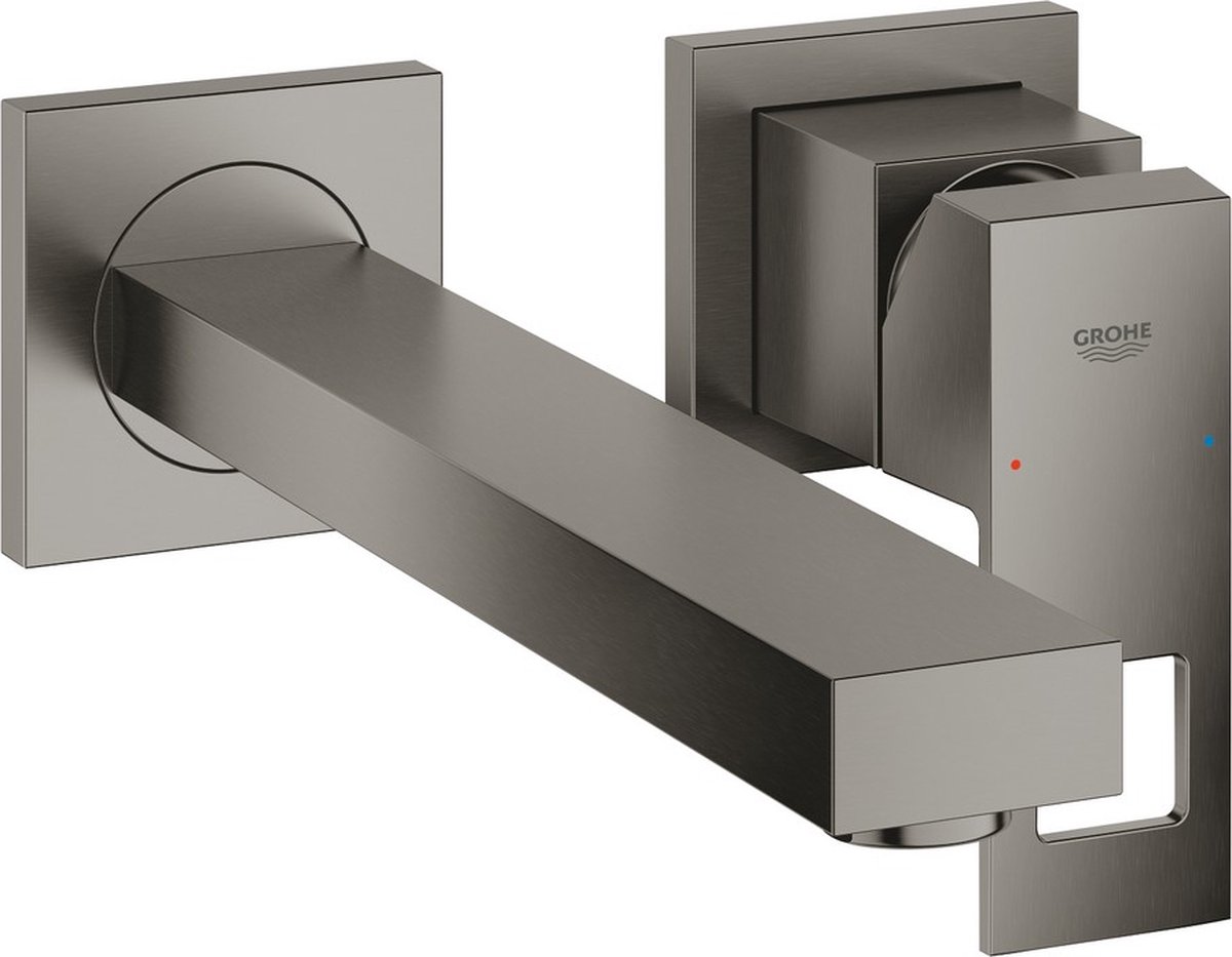 Grohe Eurocube afbouwdeel v. 2-gats inbouw wandkraan m-size met uitloop 23cm brushed hard graphite 23447AL0