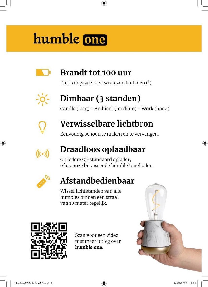 HUMBLE ONE Draadloze Tafellamp - Bruin