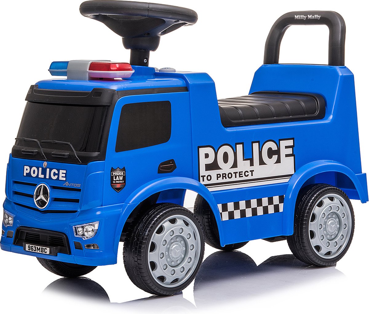 Milly Mally loopauto Ride On Mercedes Antos Politie 60 cm - Blauw