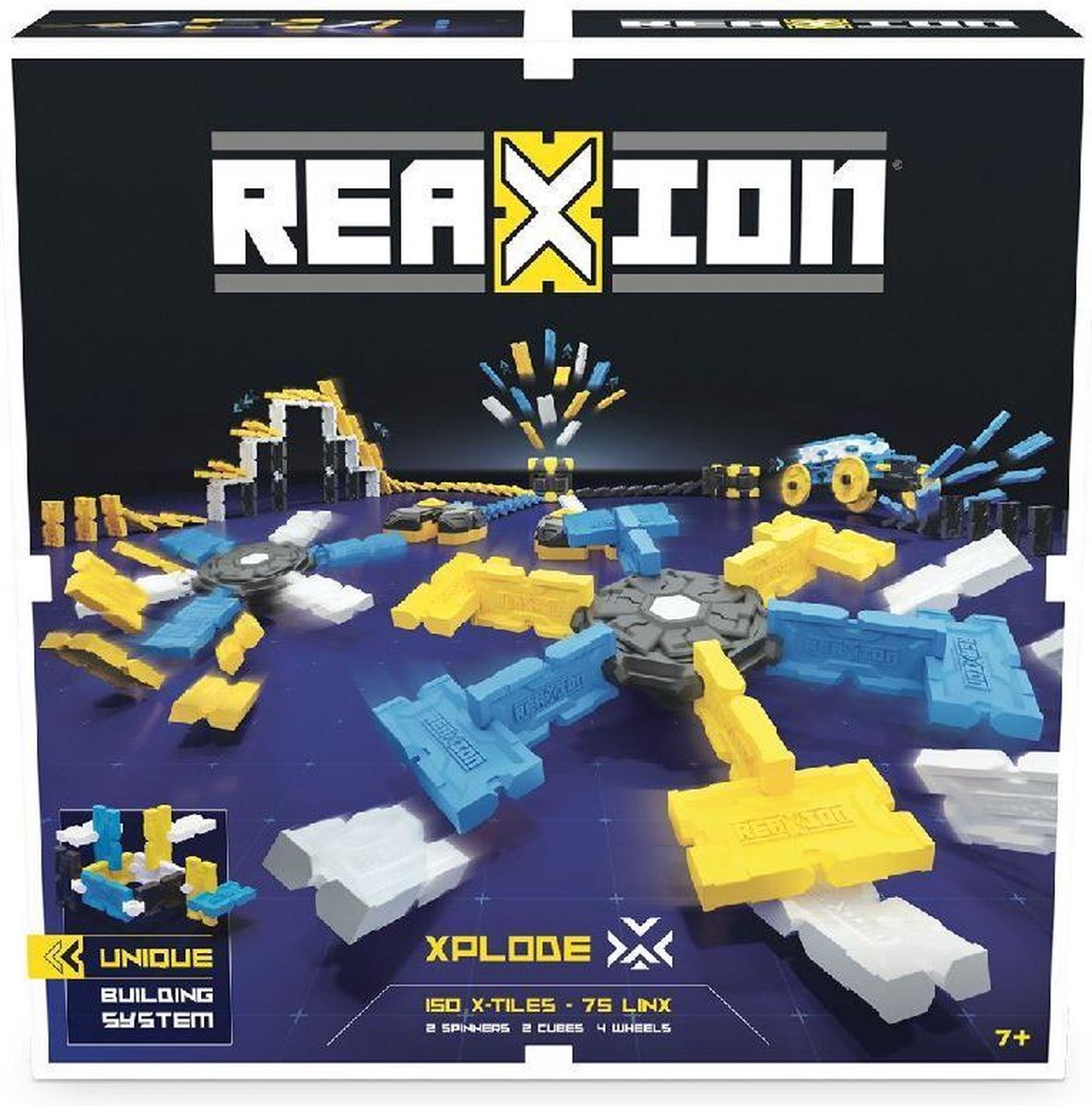 Goliath dominostenen Reaxion Xplode junior blauw/geel 233 delig