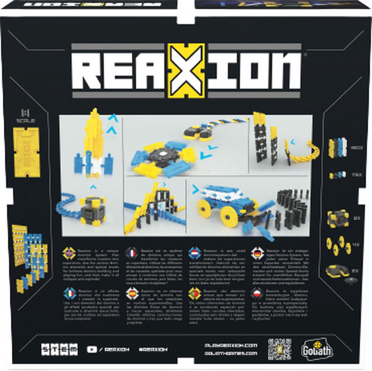 Goliath dominostenen Reaxion Xplode junior blauw/geel 233 delig