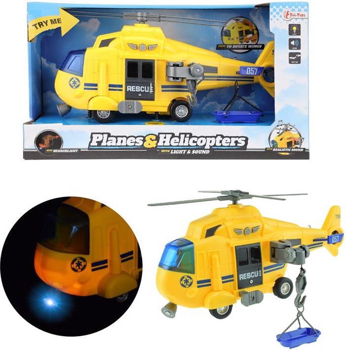 Toi-Toys Toi Toys reddingshelikopter met licht en geluid 27 cm - Geel
