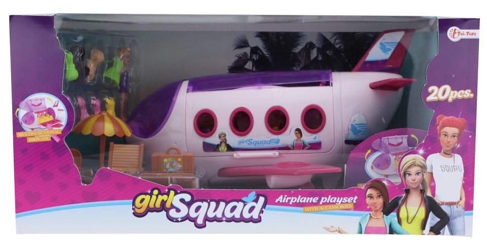 Toi-Toys Toi Toys Girl Squad vliegtuig speelset 20 delig 44 cm