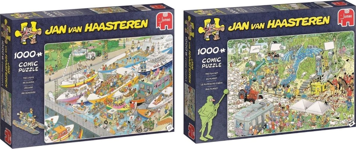 Jumbo Jan Van Haasteren Puzzelbundel - 2 Stuks - De Sluizen 1000 Stukjes & De Filmset 1000 Stukjes