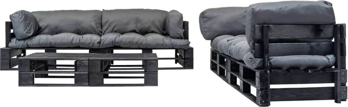 Vidaxl 6-delige Loungeset Pallet Met Grijze Kussens Hout - Grijs