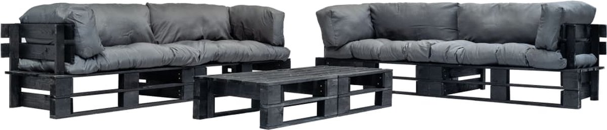 Vidaxl 6-delige Loungeset Pallet Met Grijze Kussens Hout - Grijs