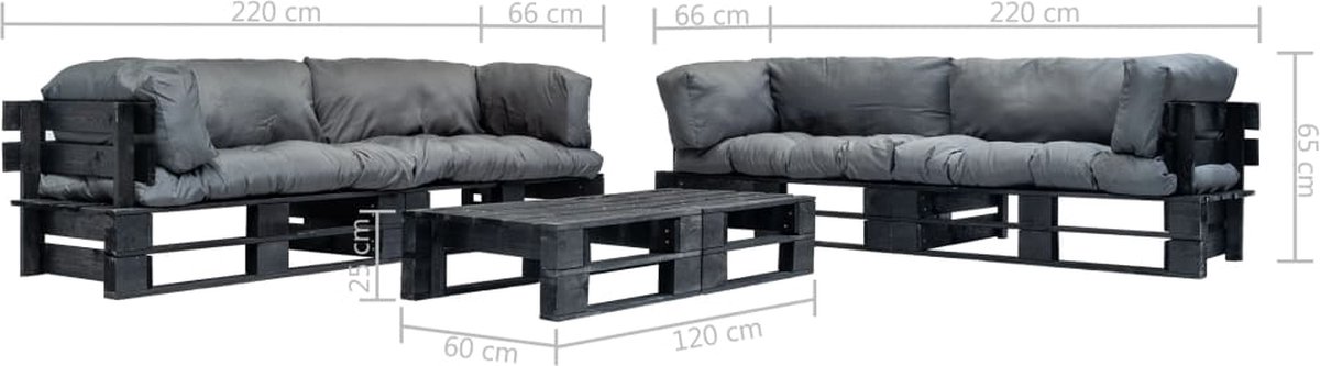 Vidaxl 6-delige Loungeset Pallet Met Grijze Kussens Hout - Grijs