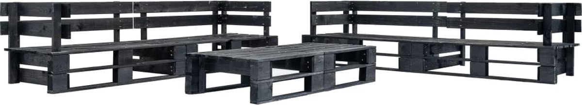 Vidaxl 6-delige Loungeset Pallet Met Grijze Kussens Hout - Grijs