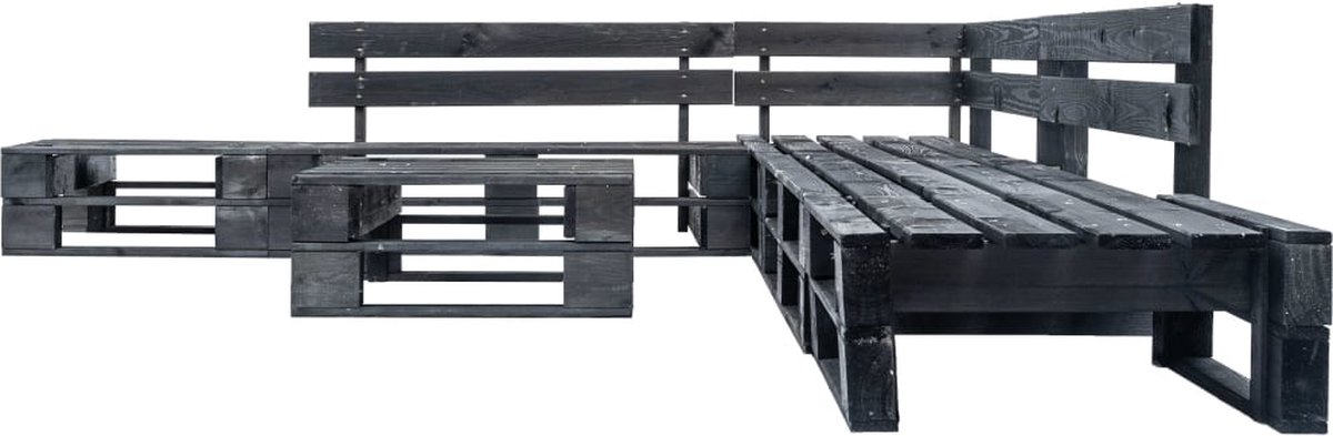 Vidaxl 6-delige Loungeset Pallet Met Grijze Kussens Hout - Grijs