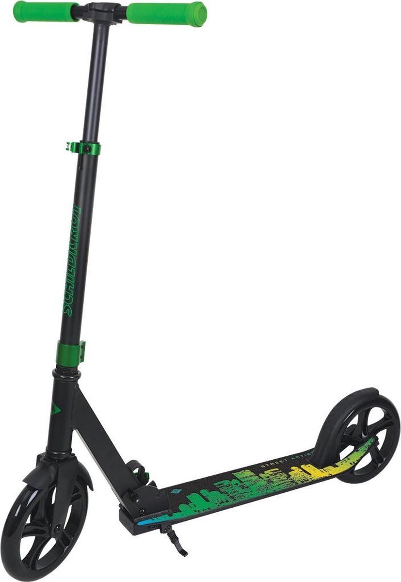 Schildkröt Funsports City Scooter Street Artist 2.0 Kinderstep Junior Voetrem/zwart - Groen