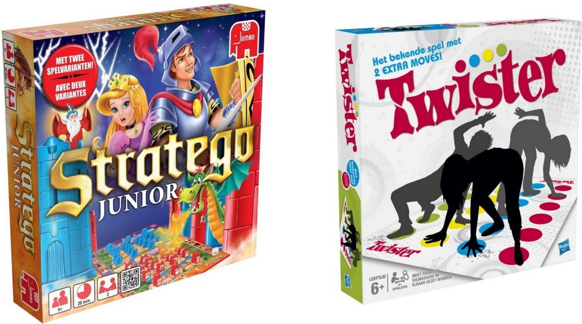 Hasbro Spellenbundel - Bordspel - 2 Stuks - Stratego Junior & Twister -