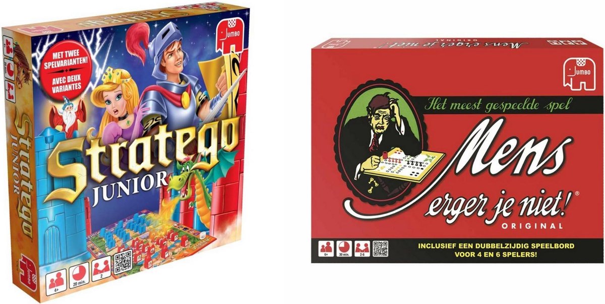 Hasbro Spellenbundel - Bordspel - 2 Stuks - Stratego Junior & Mens Erger Je Niet