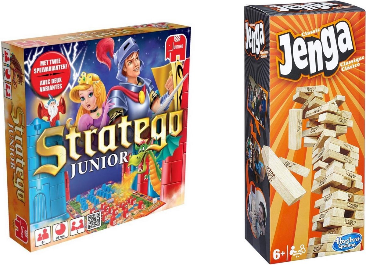 Hasbro Spellenbundel - Bordspel - 2 Stuks - Stratego Junior & Jenga Classic