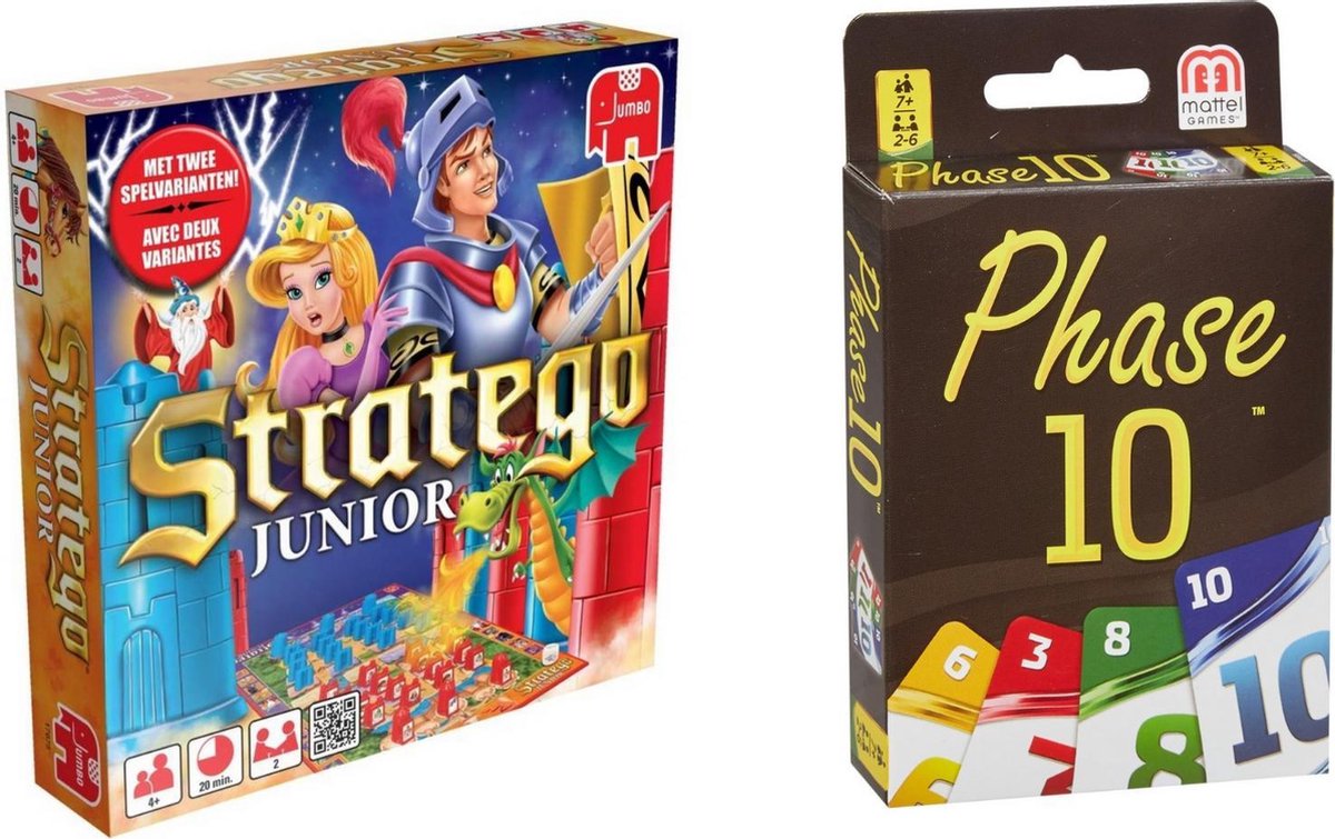 Hasbro Spellenbundel - Bordspel - 2 Stuks - Stratego Junior & Phase 10