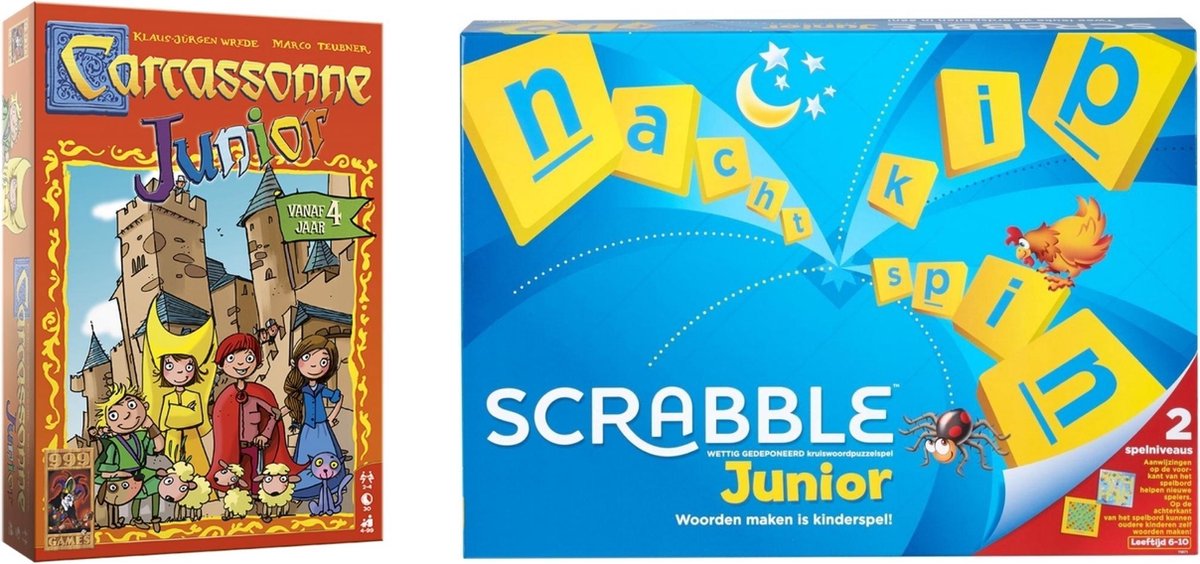 Mattel Spellenbundel - Bordspel - 2 Stuks - Carcassonne Junior & Scrabble Junior