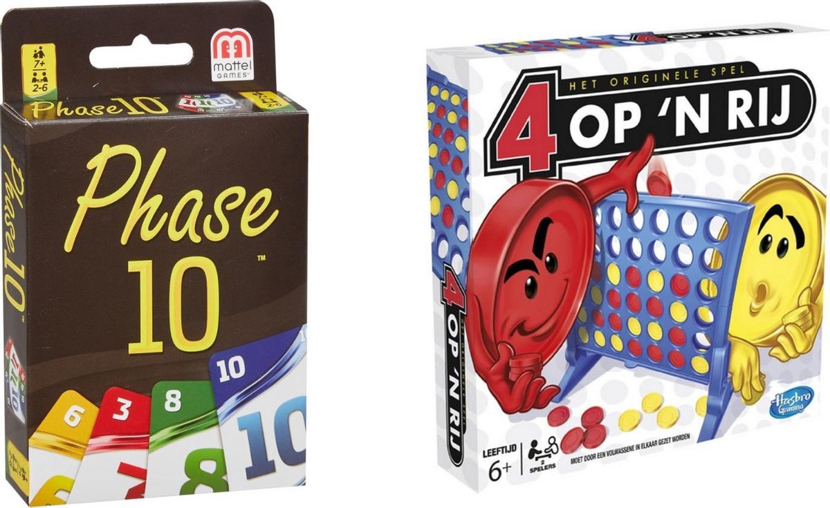 Hasbro Spellenbundel - Bordspellen - 2 Stuks - Phase 10 & Vier Op 'N Rij