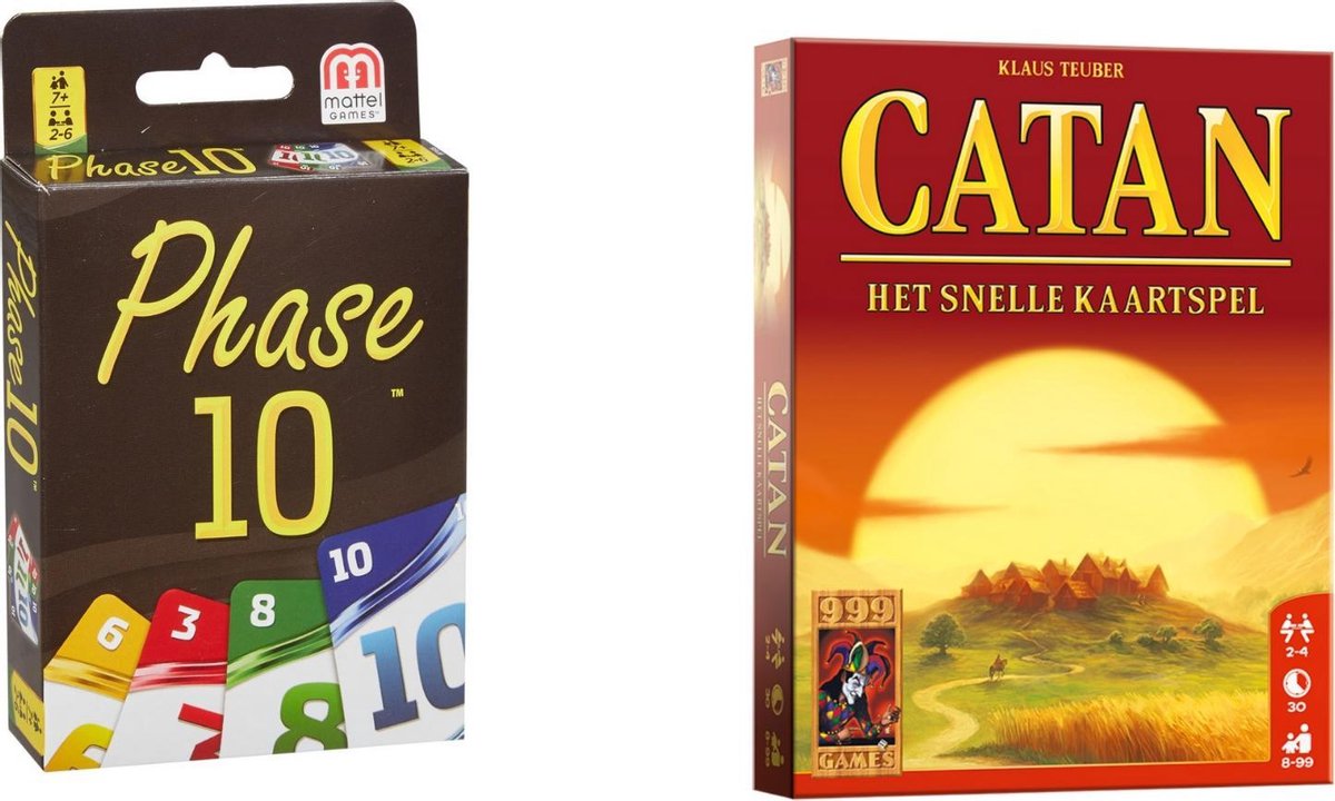 999Games Spellenbundel - Kaartspel - 2 Stuks - Phase 10 & Catan: Het Snelle Kaartspel