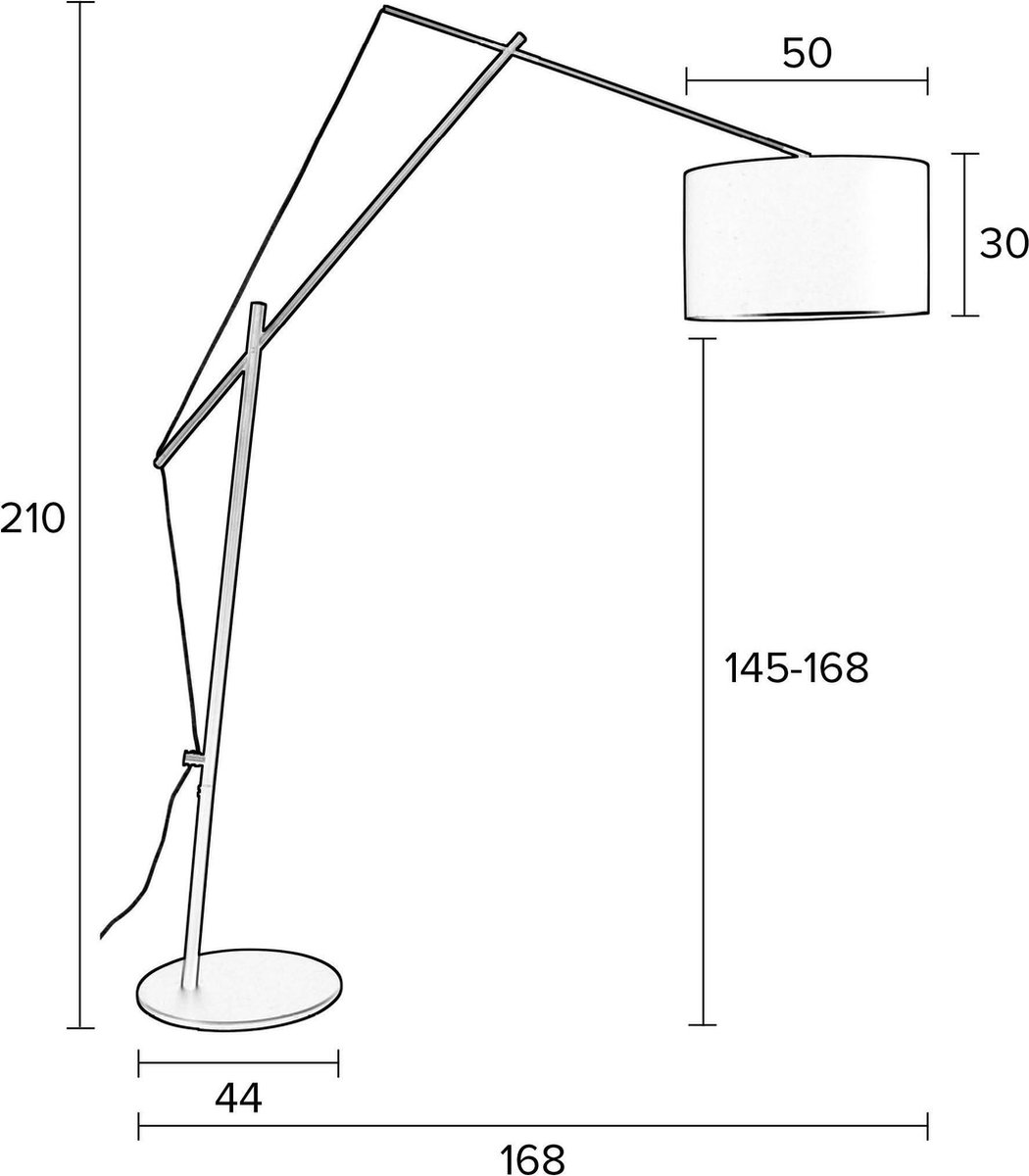 TOM Vloerlamp Tokio 210 X 50 X 168 Cm Staal/textiel - Zwart