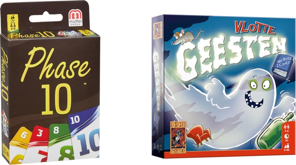 999Games Spellenbundel - Kaartspel - 2 Stuks - Phase 10 & Vlotte Geesten