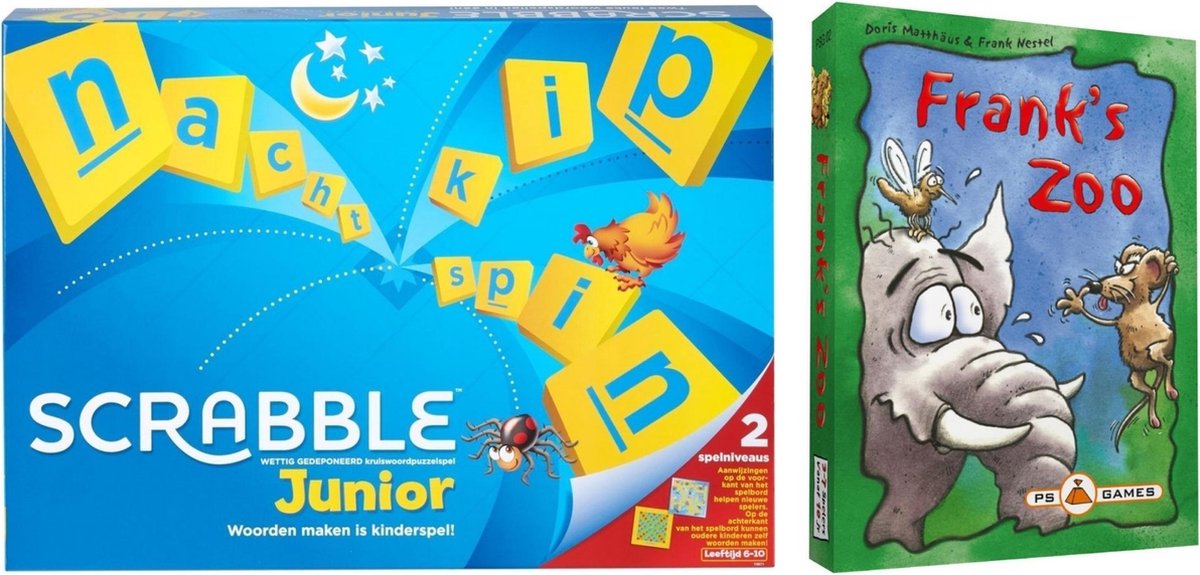 Mattel Spellenbundel - Bordspel - 2 Stuks - Scrabble Junior & Franks Zoo