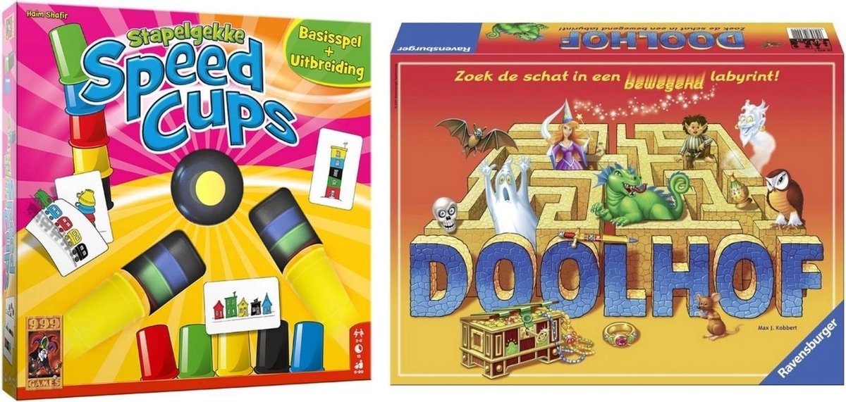 Spellenbundel - Bordspel - 2 Stuks - Stapelgekke Speedcups - 6 Spelers & Ravensburger Doolhof