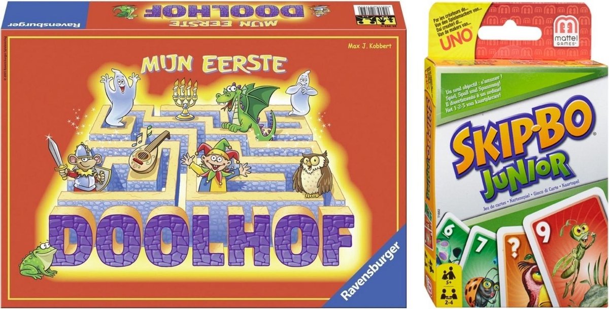 Ravensburger Spellenbundel - Bordspel - 2 Stuks - Mijn Eerste Doolhof & Skip-bo Junior