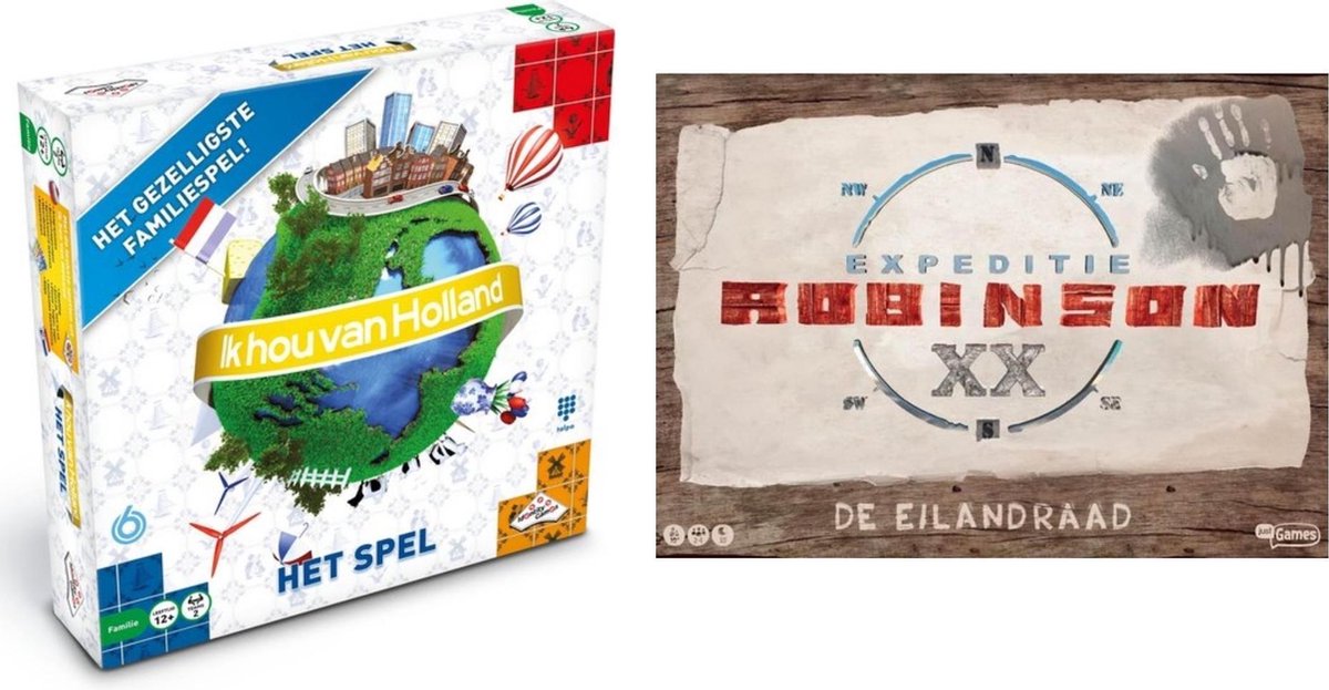 Spellenset - 2 Stuks - Ik Hou Van Holland Bordspel & Expeditie Robinson De Eilandraad