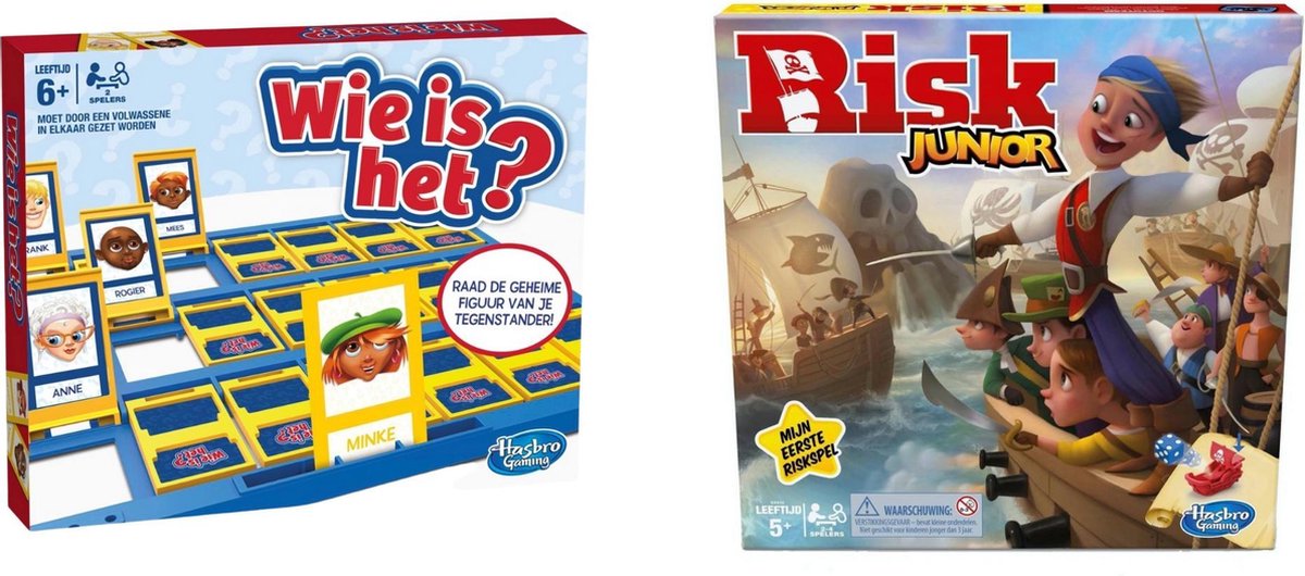 Hasbro Spellenset - Bordspel - 2 Stuks - Wie Is Het? & Risk Junior