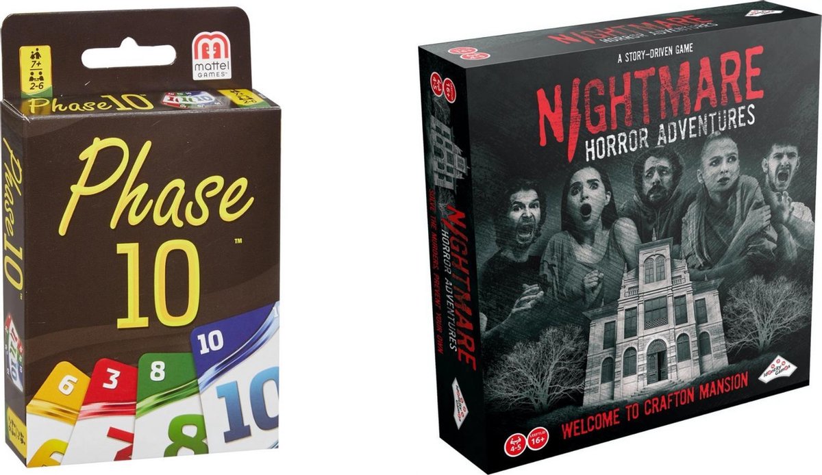 Spellenset - Bordspel - 2 Stuks - Phase10 & Nightmare Horror Adventures