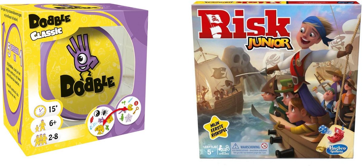 Hasbro Spellenset - Bordspel - 2 Stuks - Dobble Classic & Risk Junior