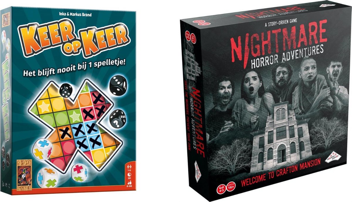 Spellenset - Bordspel - 2 Stuks - Keer Op Keer & Nightmare Horror Adventures