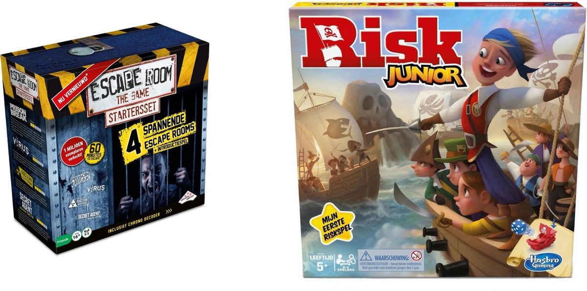 Hasbro Spellenset - Bordspel - 2 Stuks - Escape Room & Risk Junior