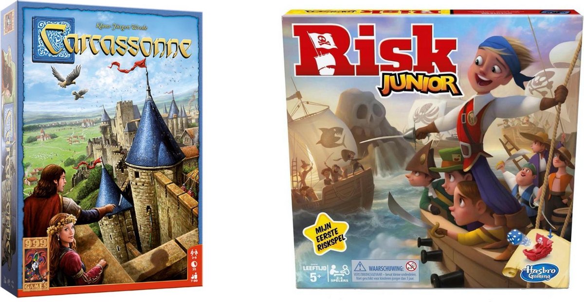 Hasbro Spellenset - Bordspel - 2 Stuks - Carcassonne & Risk Junior