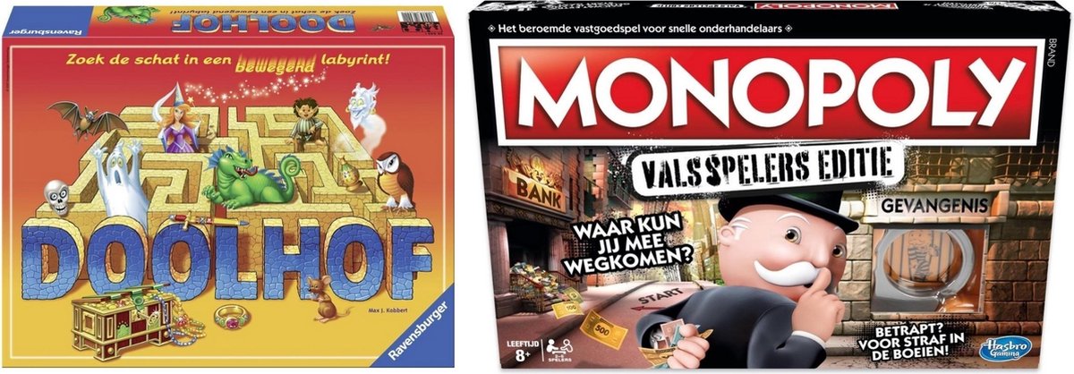Spellenbundel - Bordspel - 2 Stuks - Ravensburger Doolhof & Monopoly Valsspelerseditie
