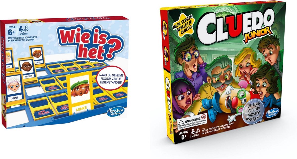 Hasbro Spellenset - Bordspel - 2 Stuks - Wie Is Het? & Cluedo Junior