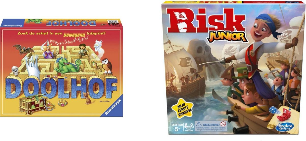 Hasbro Spellenset - Bordspel - 2 Stuks - Doolhof & Risk Junior